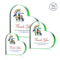 Davina Heart Full Color Green Unique Crystal Award - Full Color Imprint