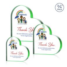 Davina Heart Full Color Green Unique Crystal Award - Desktop Awards