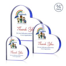 Davina Heart Full Color Blue Unique Crystal Award - Full Color Imprint