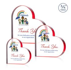 Davina Heart Full Color Red Unique Crystal Award - Full Color Imprint
