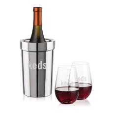 Milano Wine Cooler & Boston Stemless Wine Set - Barware