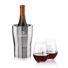 Genoa Wine Cooler & Reina Stemless Wine Set - Barware