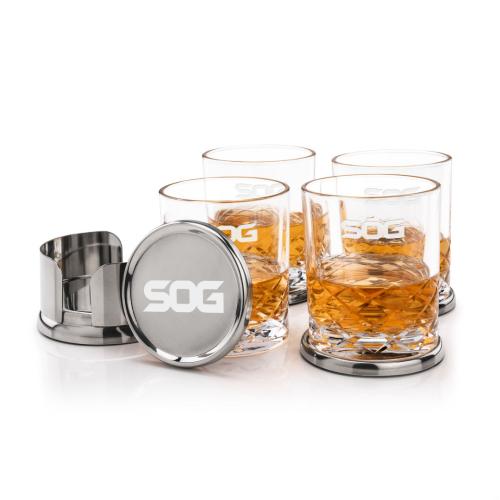 Corporate Gifts - Barware - Gift Sets - Baldoni Coasters & Durham On-the-Rocks Set