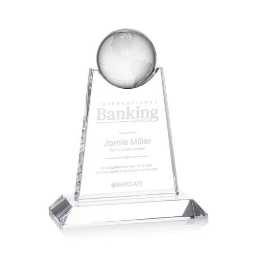 Awards and Trophies - Crystal Awards - Netherford Globe Crystal Award