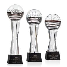 Serenity Black on Grafton Base Globe Glass Award - Glass Awards