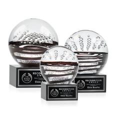 Serenity Black on Hancock Base Globe Glass Award - Glass Awards