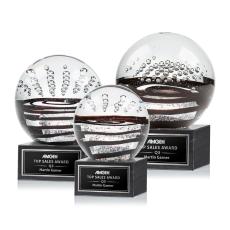 Serenity Black on Square Marble Globe Glass Award - Glass Awards