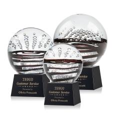 Serenity Black on Robson Base Globe Glass Award - Glass Awards