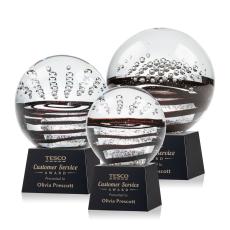 Serenity Black on Robson Base Globe Glass Award - Art Glass Awards