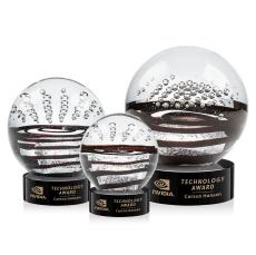 Serenity Black on Stanrich Base Globe Glass Award - Glass Awards