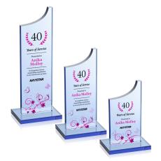 Berratini Full Color  Sky Blue Peaks Crystal Award - Colored Crystal Awards