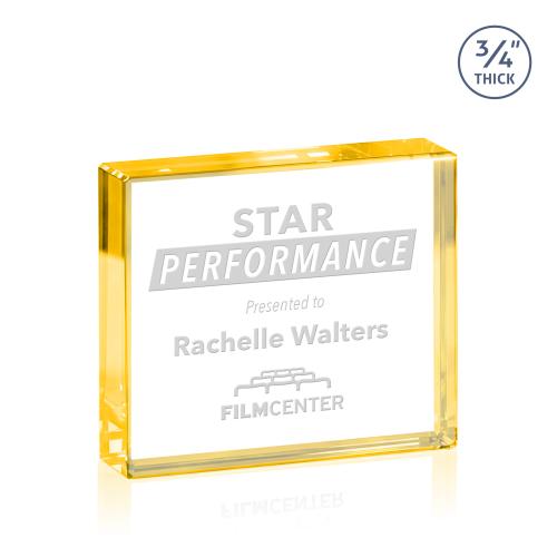 Awards and Trophies - Desktop Awards - Verona Paperweight - Gold