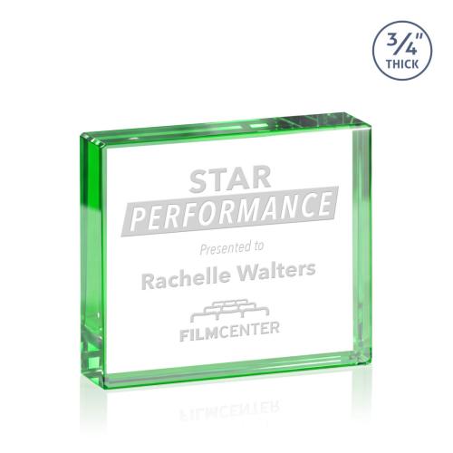 Awards and Trophies - Desktop Awards - Verona Paperweight - Green
