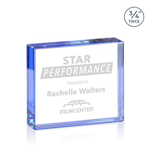 Awards and Trophies - Desktop Awards - Verona Paperweight - Blue
