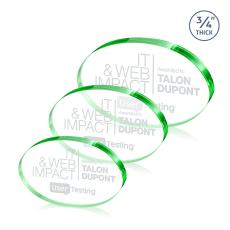 Baldus Oval Green Circle Crystal Award - Desktop Awards