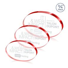 Baldus Oval Red Circle Crystal Award - Desktop Awards