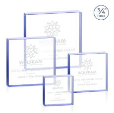 Upton Square Blue Square / Cube Crystal Award - Crystal Awards