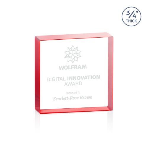 Awards and Trophies - Crystal Awards - Upton Square Red Square / Cube Crystal Award