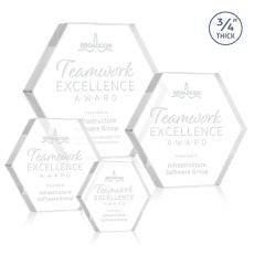 Gilford Hexagon Clear Polygon Crystal Award - Desktop Awards