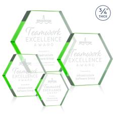 Gilford Hexagon Green Polygon Crystal Award - Crystal Awards