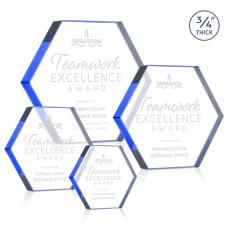 Gilford Hexagon Blue Polygon Crystal Award - Crystal Awards
