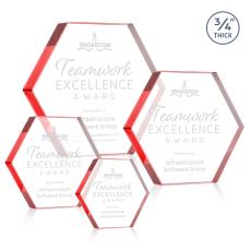 Gilford Hexagon Red Polygon Crystal Award - Crystal Awards