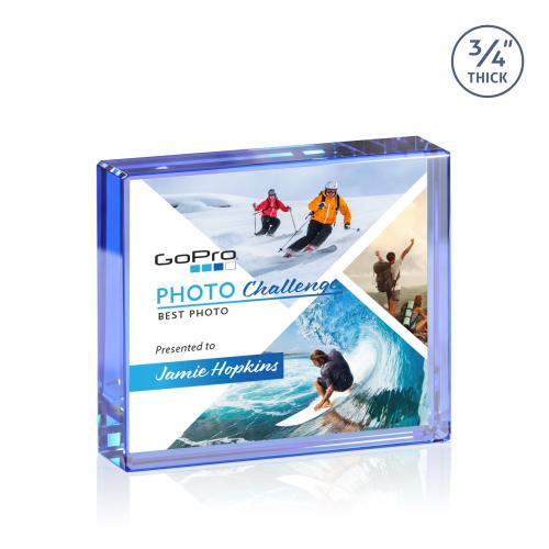 Awards and Trophies - Full Color Imprint - Verona Full Color Paperweight - Blue