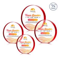 Gainsborough Full Color Red Circle Crystal Award - Full Color Imprint