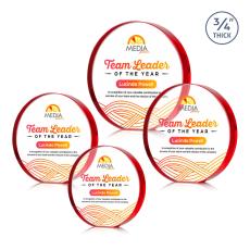 Gainsborough Full Color Red Circle Crystal Award - Desktop Awards