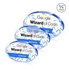 Baldus Oval Full Color Blue Circle Crystal Award - Full Color Imprint