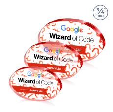 Baldus Oval Full Color Red Circle Crystal Award - Full Color Imprint