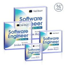 Upton Square Full Color Blue Square / Cube Crystal Award - Crystal Awards