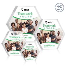 Gilford Hexagon Full Color Clear Polygon Crystal Award - Crystal Awards