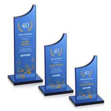 Berratini Full Color Blue Peaks Crystal Award - Colored Crystal Awards