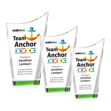 Burnett Full Color Green Peaks Crystal Award - Crystal Awards