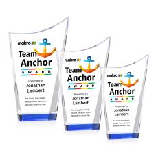 Burnett Full Color Blue  Peaks Crystal Award - Crystal Awards