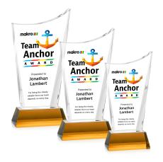 Burnett Full Color Amber on Newhaven Base Peaks Crystal Award - Crystal Awards