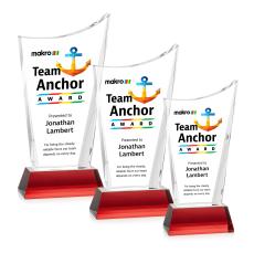 Burnett Full Color Red on Newhaven Base Peaks Crystal Award - Awards and Trophies