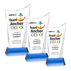 Burnett Full Color Sky Blue on Newhaven Base Peaks Crystal Award - Awards and Trophies