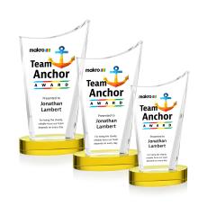 Burnett Full Color Gold on Alberton Base Peaks Crystal Award - Awards and Trophies