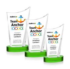 Burnett Full Color Green on Alberton Base Peaks Crystal Award - Awards and Trophies