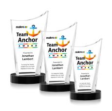 Burnett Full Color Black on Alberton Base Peaks Crystal Award - Awards and Trophies