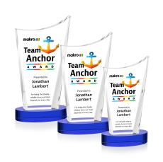 Burnett Full Color Blue on Alberton Base Peaks Crystal Award - Awards and Trophies