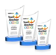 Burnett Full Color Sky Blue on Alberton Base Peaks Crystal Award - Awards and Trophies