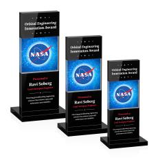 Basilia Full Color Black Towers Crystal Award - Full Color Imprint