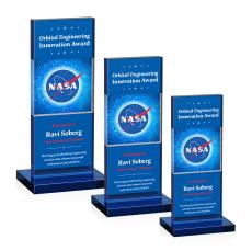 Basilia Full Color Blue Towers Crystal Award - Full Color Imprint