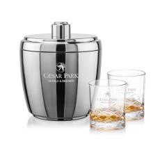 Pescara Ice Bucket & Brentwood On-the-Rocks Set - Barware