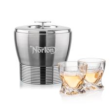Genoa Ice Bucket & Seneca On-the-Rocks Set - Barware