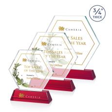 Ralston Full Color Red Polygon Crystal Award - Full Color Imprint