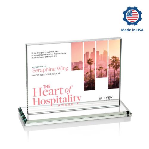 Awards and Trophies - Crystal Awards - Emperor Full Color Made in USA (Horiz) Rectangle Crystal Award